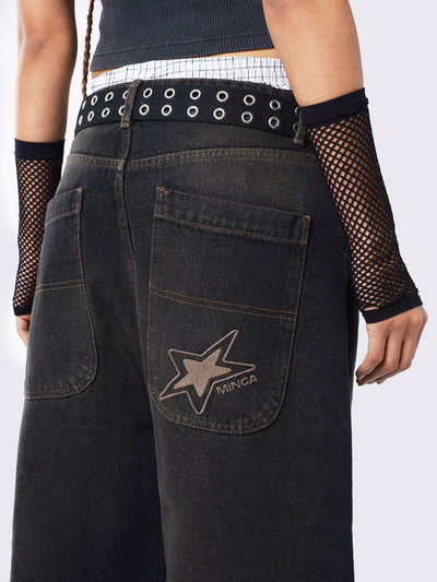 Echo Black Overdye Baggy Jeans
